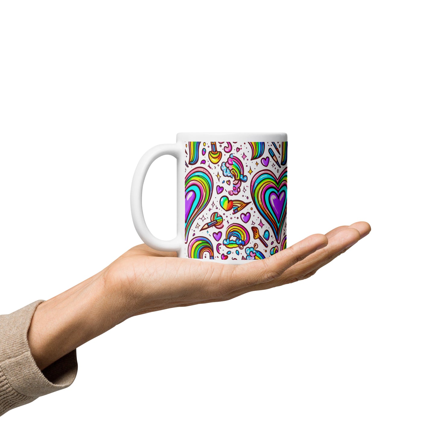 Rainbow Obsessed White glossy mug