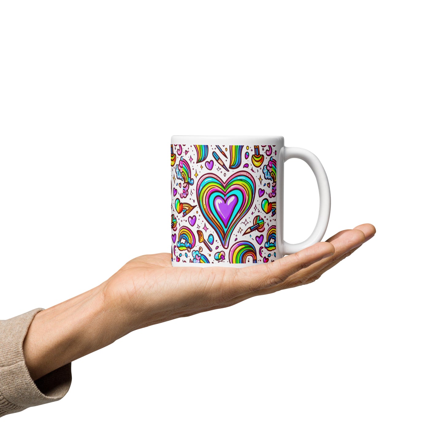 Rainbow Obsessed White glossy mug