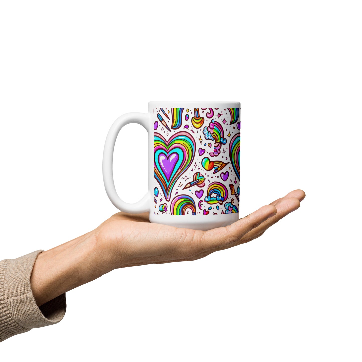 Rainbow Obsessed White glossy mug