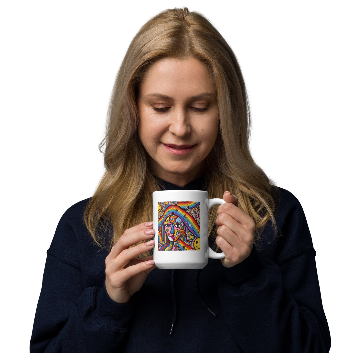 Doodle Picasso White glossy mug