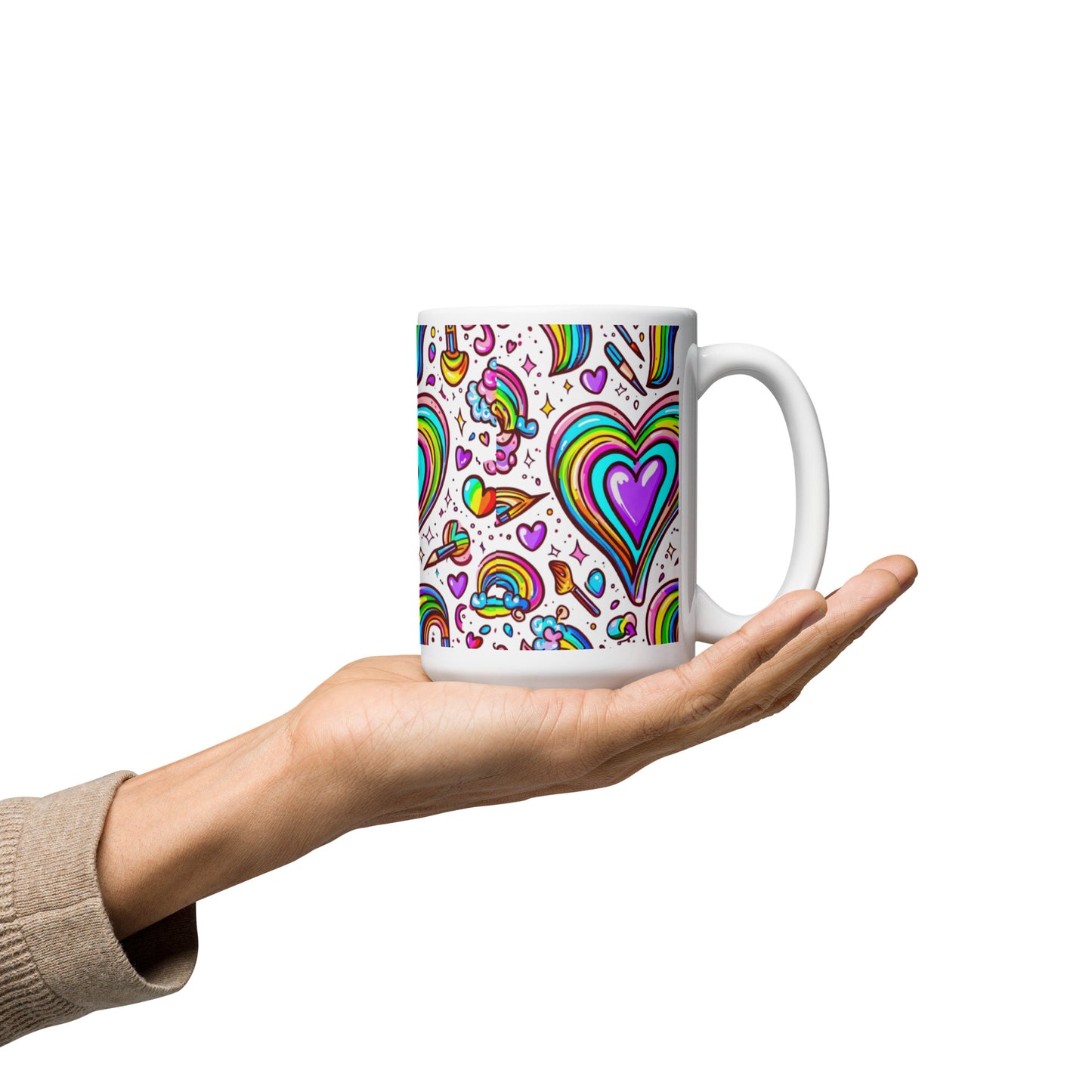 Rainbow Obsessed White glossy mug