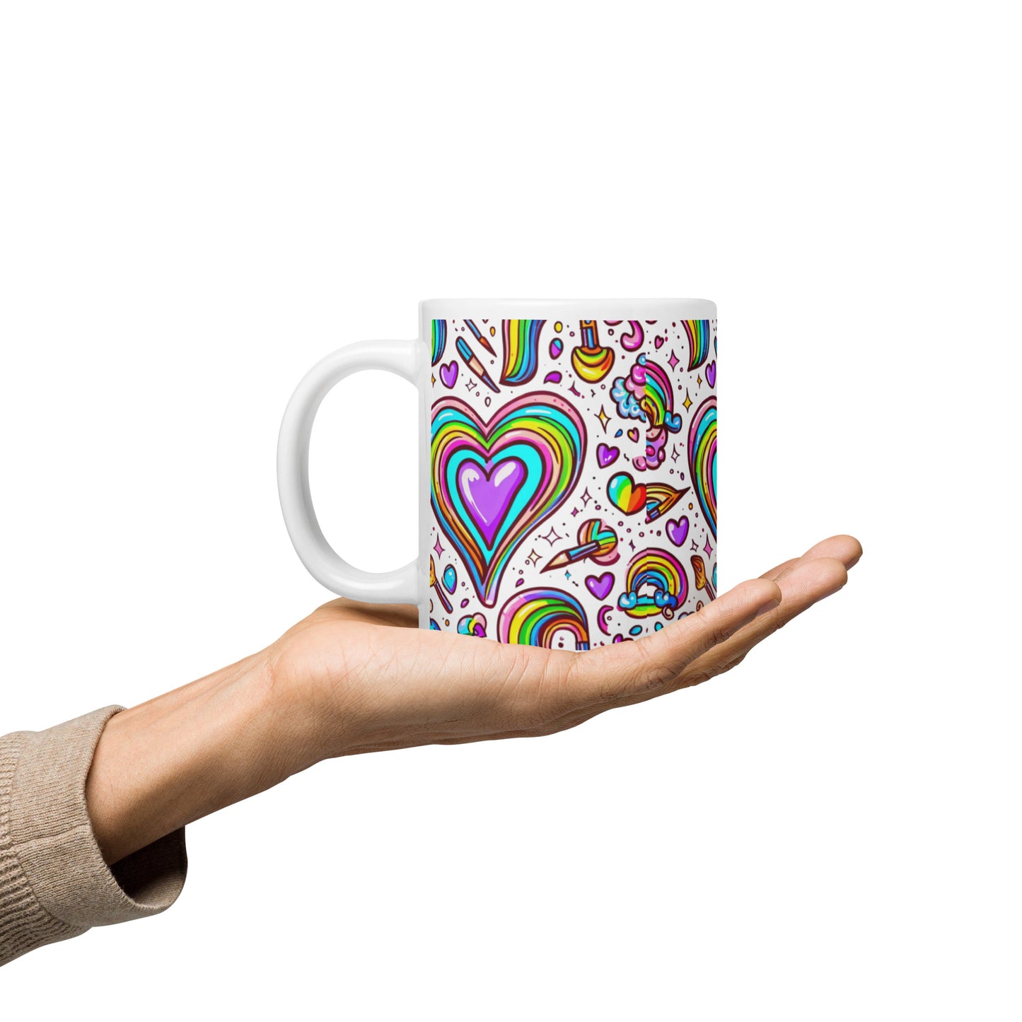 Rainbow Obsessed White glossy mug