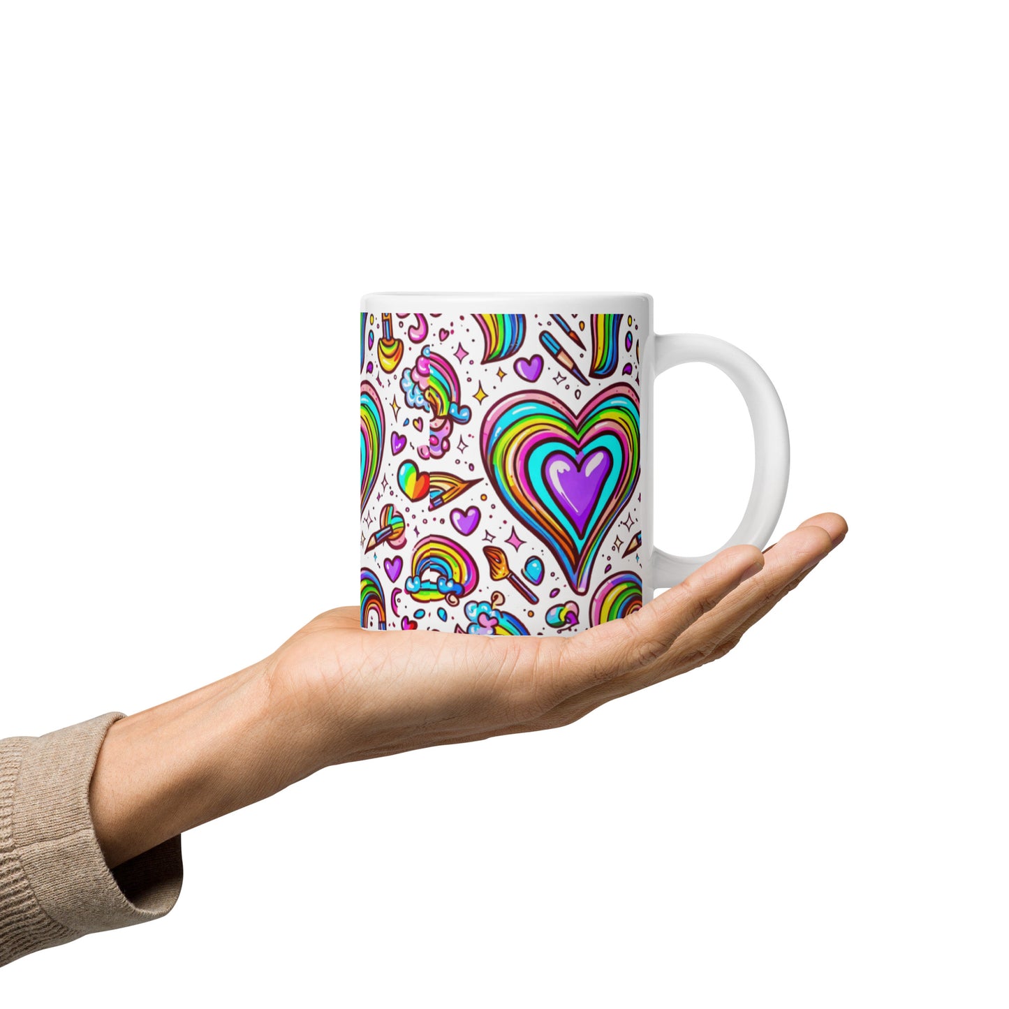 Rainbow Obsessed White glossy mug